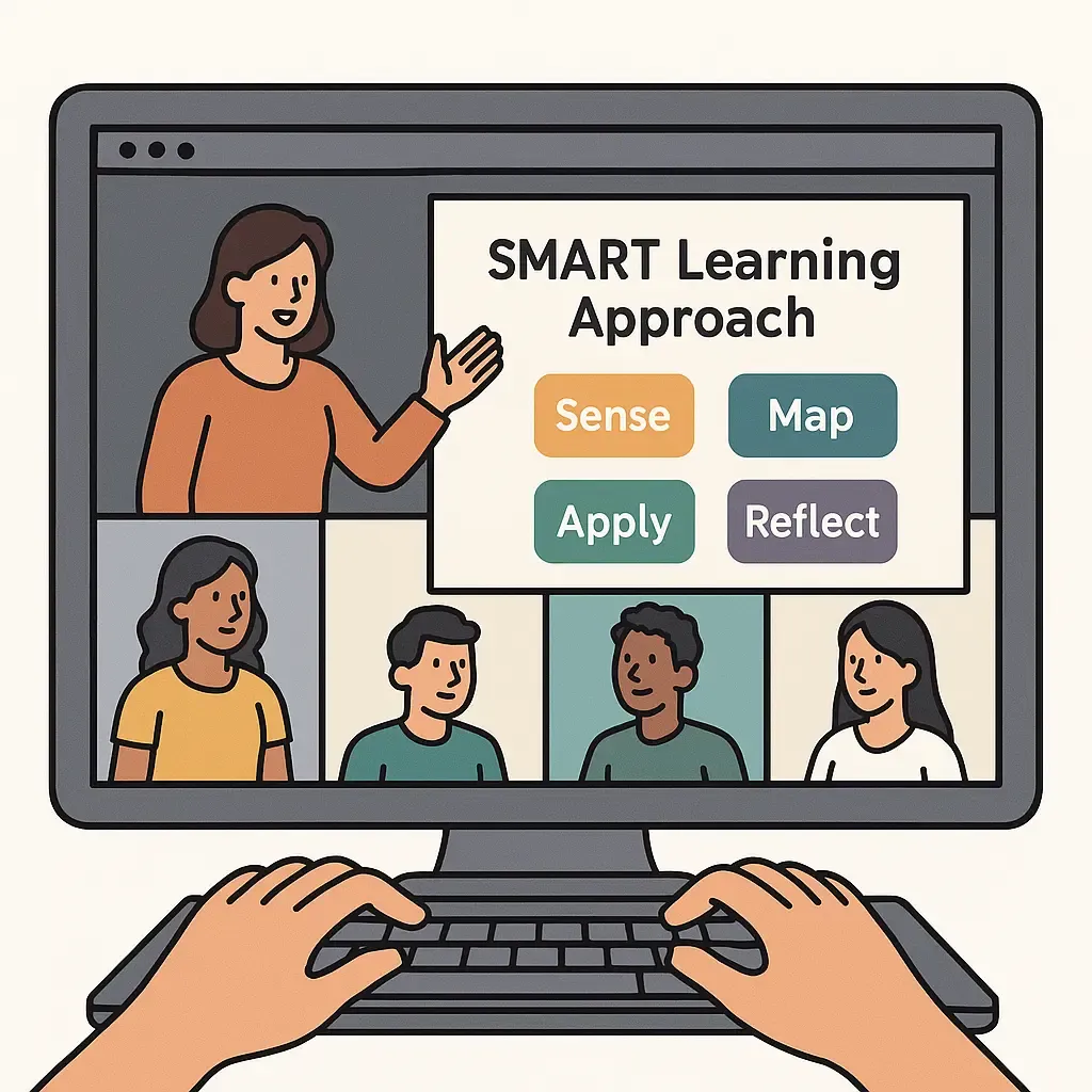 A tutor teaching a live online lesson with a student